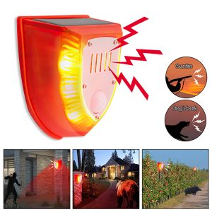 Detector Solar alimentado por solar Sensor de movimento infravermelho Luz de alarme com 129dB de latido de segurança de cachorro