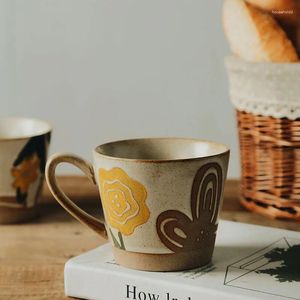 Mugs Vintage Underglaze Breakfast Mug Ceramic Flowers And Plants Pure Hand-Painted