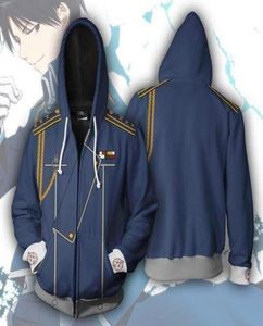 Men039s Bluzy Bluzy Fullmetal Alchemist 3D Printing Casual Cosplay Bluza Zapip Loose Hoatted Coat4417814