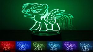 Pony Night Light USB Fonte de alimentação ButtonStyle Sevencolor LED CRIGATIVO CRIATIVO 3D HOME RELO DE ALIMENTOS DE ESPERAÇÃO ATMOSPHERE1574788