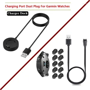 Uhrenarmbänder USB-Ladegerät Dock Staubstecker für Garmin Fenix 5 6 6X 6S 7 7X 7S / Forerunner 945 935 245m 45 Venu Sq 2 Kabel