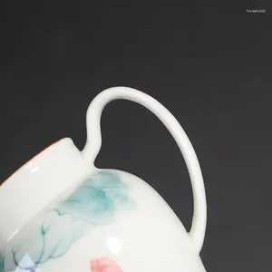Cups Saucers PINNY 200ml Hand Painted Porcelain Lotus Cha Hai Ceramic Chinese Kung Fu Tea Separator Pigmented Drinkware