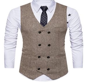 Brown Mens Vest 2019 Wool Groom Vests British Style Mens Suit Vests Slim Fit Custom Made Made Designer Ties Wedding Weistcoat6413755