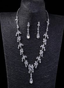 Vintage Two Pieces Jewelry Sets 2021 Luxury Drop Earrings Necklaces Bridal Necklace Cheap Wedding Bridal Accessories3397392