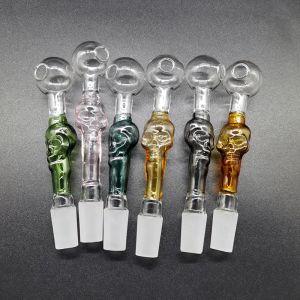 Skull Glass Bong Rury wodne Typ prosty Grubość Zakrzywiona Pyrex Złącze 14 mm samiec rurę palnika oleju