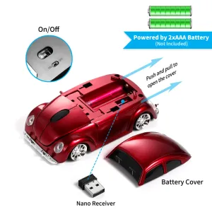 Myse bezprzewodowe gier USB 2.4GH 1600DPI Myszy Cool Sports Car Shape Zabawne myszy ergonomiczne myszy do laptopa PC PC Creative Gift