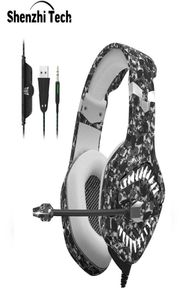 2020 Cuffie da gioco con luce LED PS4 Cuffie sopra l'orecchio con microfono 71 Surround Sound Stereo Camouflage con cancellazione del rumore per computer9526694