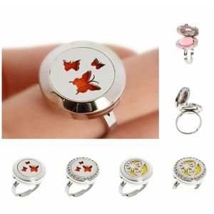 Cluster Rings Butterfly 20Mm Essential Oils 316L Stainless Steel Sier Aromatherapy Diffuser Locket Ring With Rhinestones Drop 6146595 Dhxeq