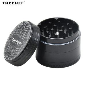 Toppuff moedor de ervas de alumínio 50mm 4 peças cnc dentes de diamante metal moedores de tabaco preto triturador de especiarias padrão diferente na tampa2747578