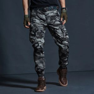 Calças masculinas de algodão casual militar do exército camo combate trabalho carga moda multi bolso ao ar livre caminhadas trekking calças casuais