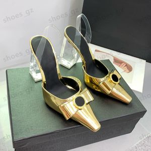 najwyższej jakości mody metalowe sandały klamry pompki przezroczyste blok gukie obcasy buty buty damskie sandały sandały damskie pvc pudełko weselshoes