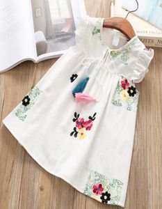 retail Girls dress Summer Embroidered flying sleeve Aline Princess Dress baby girl dresses kids boutique Clothes Children designe5424288