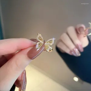 Cluster Rings Individuality Zircon Golden Butterfly Open Ring Women's Classic Beautiful Fashion Daily Accessory Party Jewelry Birthday Gifts