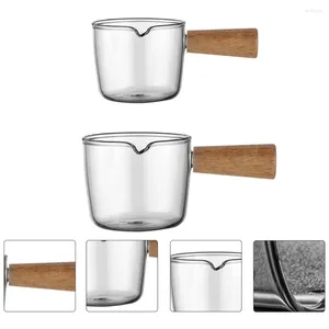 Dinnerware Sets Milk Cup Transparent Kitchen Supplies Glass Ceramic Coffee Mug Creamer Wooden Decorative Espresso