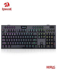 Tangentbord REDRAGON Horus K618 RGB Support Bluetooth 50 Trådlös USB 24G 3 -läge Mekaniskt spel Keyboard 104 Keys Compute PC 227828227