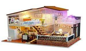 Diy casa de bonecas em miniatura casa de boneca diy cabine sunligh com móveis crianças adulto modelo kits de construção dollhouse2235552