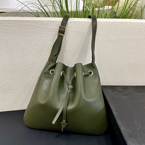 Luxury Designer Drawstring Bucket Shoulder Bags Genuine Leather Gold Metal Purse Coin Wallet Pouch Outdoor Fashion Trendy Large Capacity Pocket 32X26CM 4 Colors