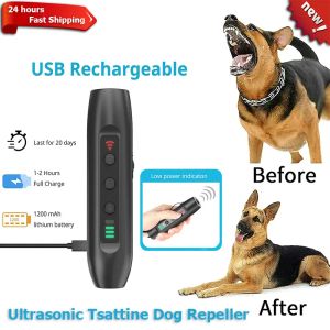 Środki odstraszające Nowe ultradźwiękowe psa Odstraszający LED PET Trener Psy Cat Stop Bark Barking Odstraszający ładowanie USB z urządzeniem do sterowania latarką