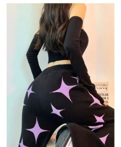 Pants Women Vintage High Waist Stars Trousers with Pockets Female Casual Harajuku Trousers Fall Joggers Wide Leg Pants Clothing