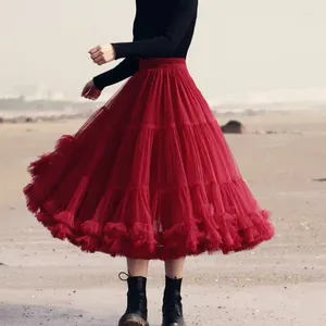 Skirts Spring And Autumn Ballet Actress Fluffy Tulle Solid Layer Dance Dress Party Ball Skirt Bubble P677