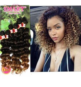 6pcslot sentetik örgülü saç sarışın uzantılar kinky curlyloose dalga ombre saç bordo örgü tığ işi saç uzantıları BL5519189