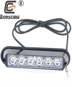 Eonstime 1pcs 12V24V Super Bright Front Bumper Grille 6 LED 6W Warning Strobe Flash Light Black Base Red Blue Amber White6290307