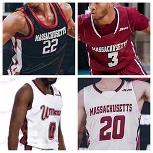 Tarique Foster Josh Cohen UMass Baketball Jersey Custom Stitched Mens Youth 24 Sawyer Mayhugh 34 Mathok Majok 44 Rollie Castineyra UMass Minutemen Jerseys