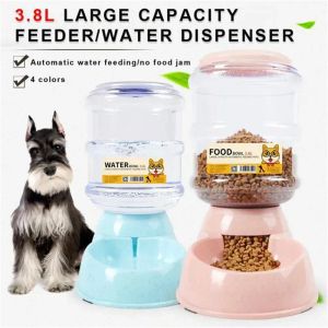 Malzemeler Pet otomatik besleyici 3.8l Büyük kapasiteli su gıda eşyaları besleme köpek kase evcil kedi içme çeşme evcil hayvan malzemeleri