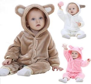 Crianças dos desenhos animados crianças urso casaco macacão flanela inverno quente bebê onesies meninos meninas com chapéu subir roupas macacão animal sleepwear 1789967