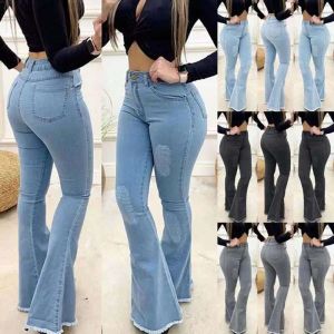 Jeans moda nova mulher streetwear verão 2023 alargamento calças pretas jeans magros sexy sólido feminino novas calças de luxo roupas estéticas
