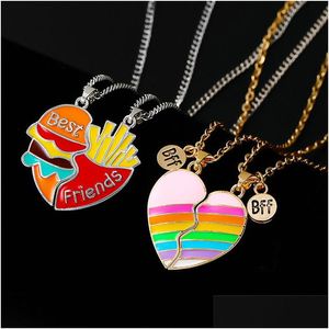 Pendant Necklaces 2Pcs /Set Friend Gold Heart Designer Necklace Woman Mens South American Sier Plated Man Pendants Fashion Jewelry F Dhtw0