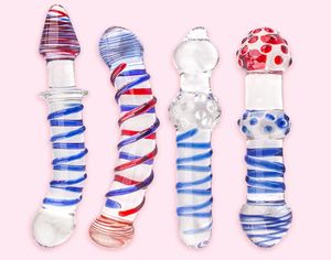 透明なバンプPyrex Crystal Glass Dildo Anal Penis Butt Plug Sex Toys for Women Man GayMasturbator5037082