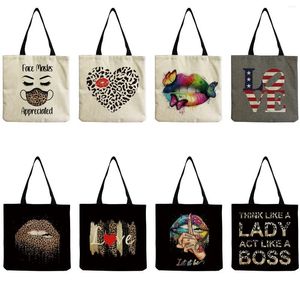 Evening Bags Sexy Lip Print High Capacity Beach Bag Shopper Women Handbag Eco Friendly Fashion School Season Teacher Gift Shoulder
