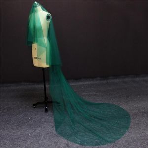 Bridal Veils Green One Layer 3 Meters Tulle Wedding Dress Beautiful Veil3411679