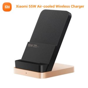 شحن الشحن الأصلي Xiaomi 55w الشاحن اللاسلكي العمودي مع مروحة التبريد المبنية 3.25a كحد أقصى شحن Xiaomi Charger Mi 9 Voor iPhone