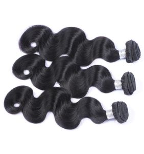 Malezyjska fala ciała dziewicze ludzkie włosy tkaczy wiązki 3 szt. Partia nieprzetworzona malezyjska Remy Human Hair Extensions Natural Black Colo9388891