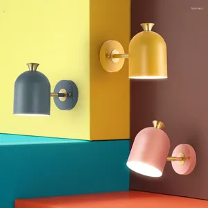 Wall Lamp Nordic Color Macaron Corridor Single Head Study Bedroom Art Bedside Round Multi