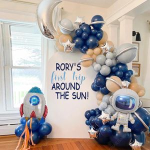 138pcs Evren Dış Uzay Astronot Roket Galaxy Tema Balonları Çelenk Kemer Kiti Çocuk Doğum Günü Partisi Dekorları Globos Bebek Duş 240220