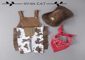 Nyan Cat Baby boy pagliaccetto costume neonato abbigliamento da cowboy set 3 pezzi cappelliscarfromper halloween purim evento compleanno abiti5877676