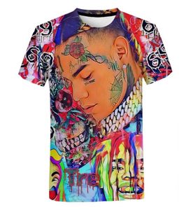 2021 Raper 6ix9ine 3d Print T Shirt Men Men Summer Fashion Hip Hop krótki rękaw Tshirt Harajuku Streetwear Funny T Shirt6881205