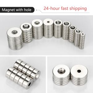 Control 10pcs Strong Neodymium Magnets with Hole Dia 8mm20mm with M3 M4 M5 Countersunk Ring Hole Rare Earth Round N35 Magnet Strong