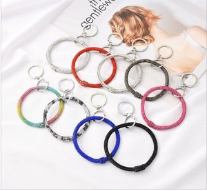 Färgglada silikonkristallarmband nyckelring unisex charm Bangle Keychain Wristlet Hoop Dingle Keyring Fashion Accessories