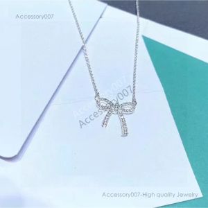 designer jewelry necklace925 Silver Women Bow Necklace Fashion Designer Pendant High Quality Jewelry Girl Valentine's Day Gift With box