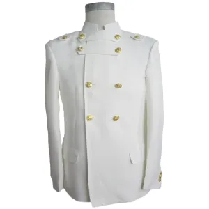 Ternos terno de casamento para homens branco 2 peças conjunto duplo breasted blazer com botão de ouro moda jaqueta calças roupa do noivo do casamento