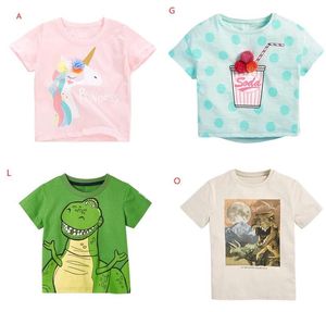 2021 verão bebê crianças roupas camiseta 100 algodão manga curta dinossauro impressão flores menina menino top7521338