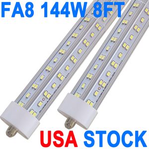 Lâmpadas LED de 8 pés, 144 W 14400LM super brilhantes, luz diurna de 6500 K, desvio de reator de tubo de luz de pino único FA8, substituição de lâmpadas fluorescentes T8 T10 T12 crestech