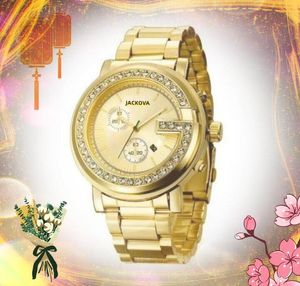 Busines Casual Women Men Big Dial Watch Auto Date Time Table Tyg Rostfritt stål Band Quartz Clock Sky Diamonds Ring Business Cool All Crime Wristwatch Gifts