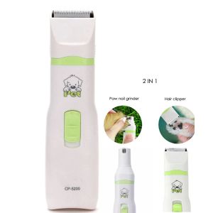 Clippers CP5200 2 i 1 mini Pet Grooming Tools Dog Cat Hair Trimmer Electric Pets Clippers Nail Grinder Paw Haircut Machine