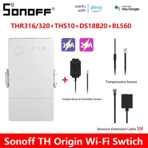 Умный переключатель Sonoff THR316/320 TH16, новое обновление, голосовое управление, Wi-Fi-переключатель для умного дома с датчиком температуры и влажности DS18B20