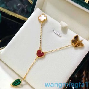 2024 Designer vans Four-leaf Chaohua Necklace 925 Sterling Silver Plated 18k Gold Clover Butterfly Love Leaf Tassel Chain